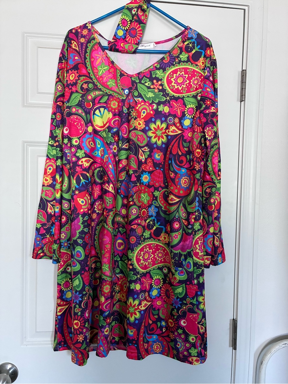 70s Hippie Halloween Costume Dress 3XL Plus Size Flower Power Groovy